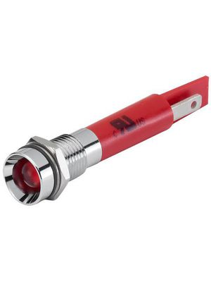 LED Indicator, Red, 8mm, 230V, Plug Connection, 2.8 x 0.8 mm