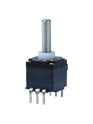 07 Series Coded Switch, Vertical, 36°, Shorting, with End Stop, Spindle Shaft, 10 Positions