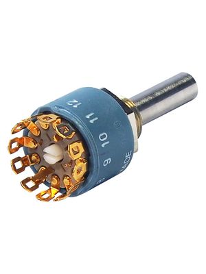 01 Series Selector Switch, Shorting, 1 Poles, 12 Positions, 30°, Soldering Lugs