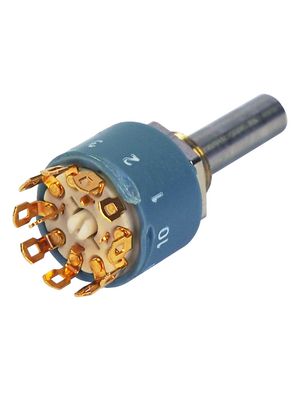 01 Series Selector Switch, Shorting, 1 Poles, 10 Positions, 36°, Soldering Lugs