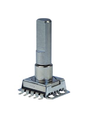 E33 Series Vertical SMT Encoder, 7mm, 6N, 16 Detents, 2.5Ncm 8 PPR 15V 60min<sup>-1</sup> SMD IP68 PCB Pins E33 Series
