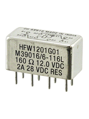 Signal Relay , 2CO, DC, 12V, 2A, 160Ohm