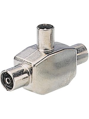 Aerial adapter, T-Type, IEC (Coax) Plug - 2x Coaxial Socket,
