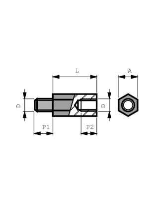 Standoff, 10mm, M3, Zinc-Plated Steel