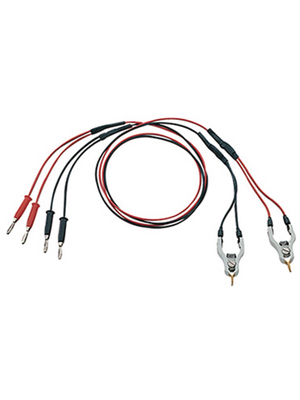 Test Lead, 4x Banana Plug, 4 mm - 2x Kelvin Clip Black, Red