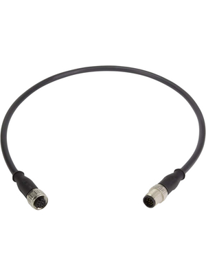 Sensor Cable, M12 Plug - M12 Socket, 12 Conductors, 2m, IP67, Black