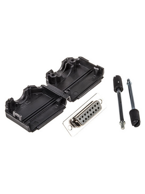 DA-15 D-Sub Connector Kit, DA-15 Socket, Solder, Thermoplastic, Socket, 6.5A